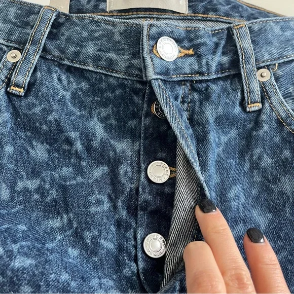 Everlane 90s Cheeky Jean High Rise 29R Dark Painterly Strokes‎ Button Fly NWT - Picture 4 of 5